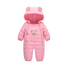 Combinezon roz din fas pentru fetite - Teddy (Marime Disponibila: 12-18 luni