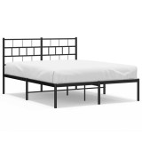 Cumpara ieftin Cadru de pat metalic cu tablie, negru, 135x190 cm