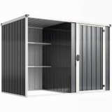 Outsunny Șopron de Grădină din Oțel Galvanizat, Ușă Blocabilă, 231 x 125 x 162 cm, Gri &Icirc;nchis | Aosom Romania