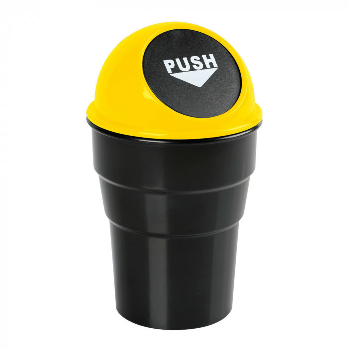 Suport tip cos gunoi mini pentru bord auto Push-Bin Lampa - Galben/Negru Garage AutoRide