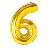Balon Folie Aniversare Ropet Auriu, Cifra 6, 100cm - Decoratiuni Petrecere Copii, Baloane Zi de Nastere