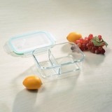 Caserola din Sticlă Compartimentată Dreptunghiulară 1L Transparent, CMCLASS, Oem