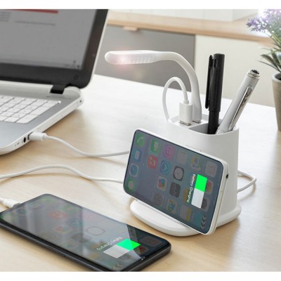 Incarcator wireless cu suport organizator si lampa led usb 5-in-1 StarHome GiftGalaxy foto