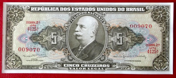 Brazilia 5 Cruzeiros n.d. (1964) P176d sign.14 aUNC / UNC **