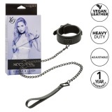 CALEXOTICS - NOCTURNAL COLLAR &amp; LEASH LEATHER ADJUSTABLE BLACK