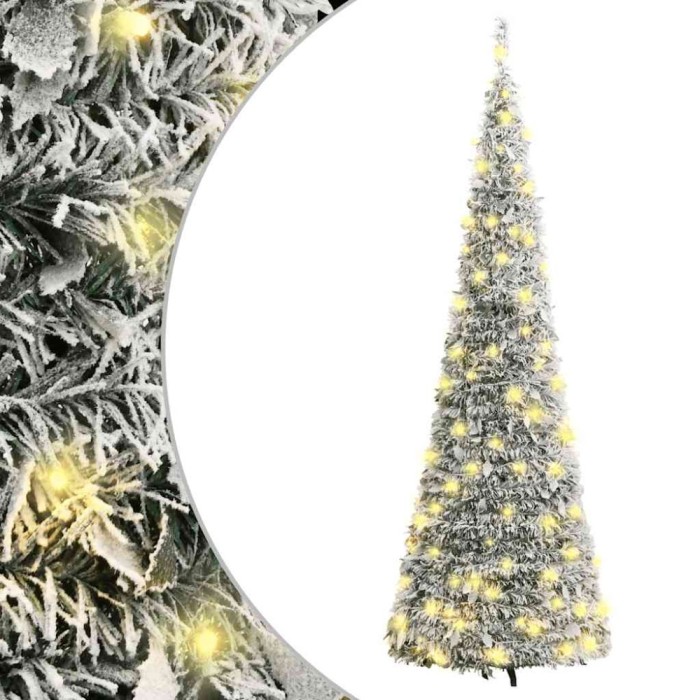 vidaXL Brad de Crăciun artificial pop-up cu zăpadă, 100 LED-uri 150 cm 357757