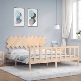 VidaXL Cadru de pat cu tăblie Super King Size, lemn masiv