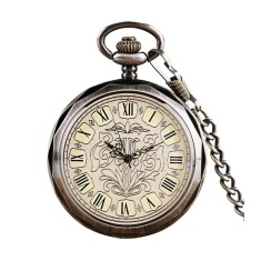 Ceas de buzunar Gorben PM009 Bronz - Antique Skeleton, Mecanic, Afișaj cu Cifre Romane, Cu Lant Vintage Retro