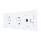 Priza Dubla Schuko + TV + Internet cu Rama Din Sticla LUXION SmartElectro IntelligentHouse
