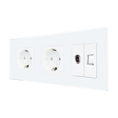 Priza Dubla Schuko + TV + Internet cu Rama Din Sticla LUXION SmartElectro IntelligentHouse foto