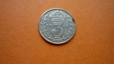 3 PENCE 1918 ARGINT ***** foto