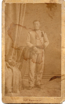 FOTOGRAFIE VECHE 1870 SOLDAT HERMANSTADT SIBIU CDV FOTO ATELIER AUG. MEINHARDT foto