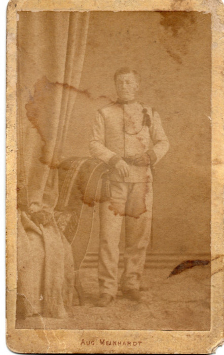 FOTOGRAFIE VECHE 1870 SOLDAT HERMANSTADT SIBIU CDV FOTO ATELIER AUG. MEINHARDT