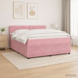 Cumpara ieftin Pat boxspring cu saltea cu benzi LED Roz 160 x 200 cm Catifea