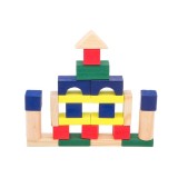 Caramizi Constructie Lemn Copii, 50 Bucati, ATU-082514. Set Joc Educativ, Dezvolta Creativitatea, Unisex, 18x15 cm, Galeata