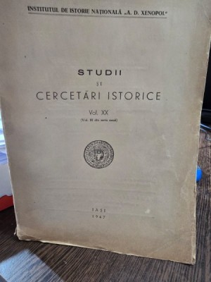 Studii si cercetari istorice. Vol. XX 1947 foto