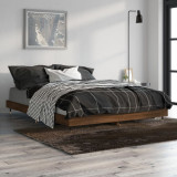 Cadru de pat, stejar maro, 135x190 cm, lemn prelucrat GartenMobel Dekor, vidaXL