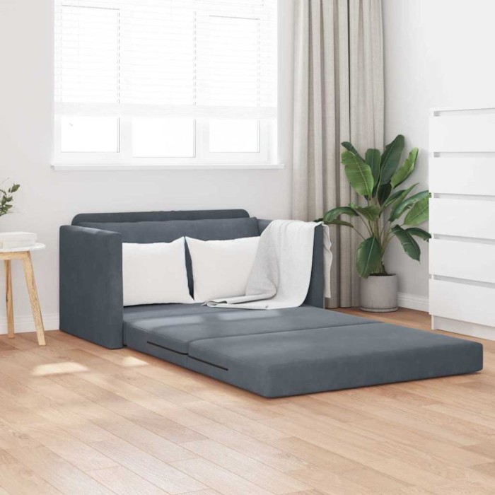 Canapea extensibilă 2 &icirc;n 1 gri &icirc;nchis 124x204x61 cm Velur