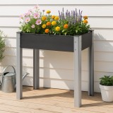 Strat inaltat tip jardiniera 75x40x75 cm, gri inchis, pentru gradina