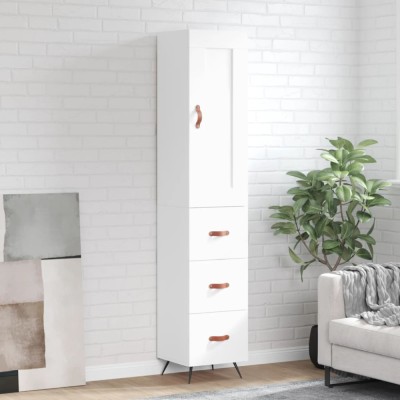 vidaXL Dulap &amp;icirc;nalt, alb, 34,5x34x180 cm, lemn prelucrat 3200169 foto
