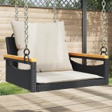 Cumpara ieftin Bancă de balansoar cu perne, negru, 63x62x40 cm, poliratan