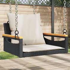 vidaXL Bancă de balansoar cu perne, negru, 63x62x40 cm, poliratan 368164