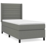 Cumpara ieftin Pat box spring cu saltea, gri inchis, 90x190 cm, textil