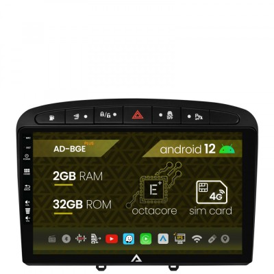 Navigatie Peugeot 308 408 (2008-2013), Android 12, E-Octacore 2GB RAM + 32GB ROM, 9 Inch - AD-BGE9002+AD-BGRKIT265 foto