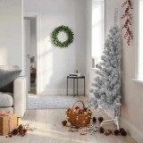 vidaXL Jumătate brad de Crăciun artificial cu suport, roz, 150 cm, PVC 344671