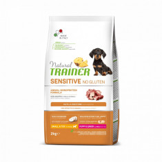 Natural Trainer, Sensitive No Gluten Mini & Toy Puppy & Junior, Rata si Cereale Integrale, 2 kg