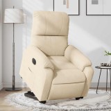 VidaXL Fotoliu rabatabil electric cu ridicare, crem, microfibră 3204947