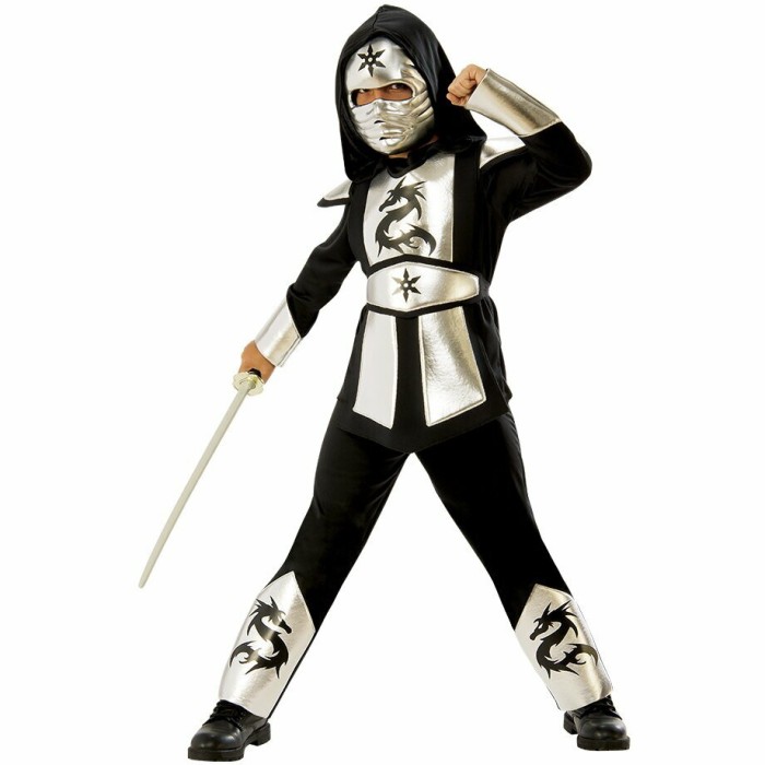 Costum de carnaval - Ninja (Argintiu) S (3-4 ani/max 104cm)