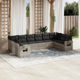 vidaXL Set canapele de grădină cu perne 10 piese gri deschis poliratan 3253009