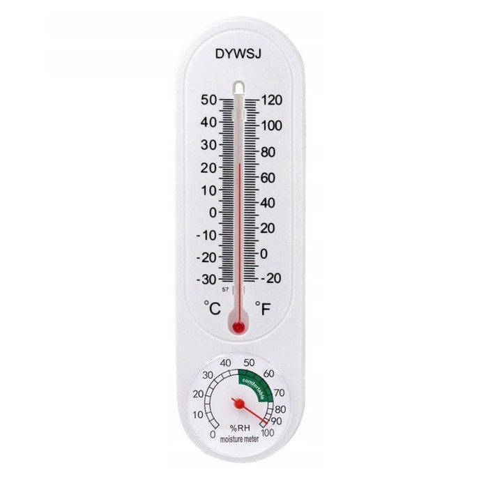 Termometru cu higrometru pentru exterior, -20&deg;c ~ + 50&deg;c, plastic, 22x6 cm, alb