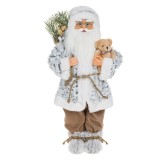 Figurina Mos Craciun alb cu sac si ursulet, 45 cm, General