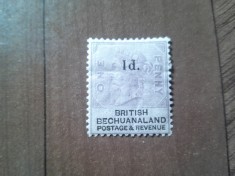 Timbru Bechuannaland colonie britanica 1901 Regina Victoria ,supratipar 1p , sarniera