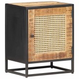 Cumpara ieftin Noptiera, 40x30x50 cm, lemn de mango brut si trestie naturala