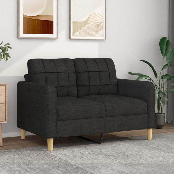 Gossi canapea cu 2 locuri, negru, 120 cm, material textil