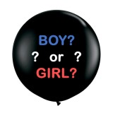 Balon jumbo, dezvaluirea sexului copilului, negru cu confetti roz si albastre, Boy or Girl, 90 cm, Ropet