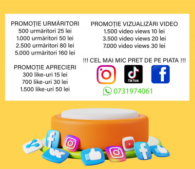 Promovare Instagram , TikTok , Facebook foto