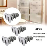 Set 4 Role Cabina Dus 23mm ABS Aluminiu Gri/Alb - Rola Usa Dus, Silentioase, Durabile, Usor de Instalat, Universal