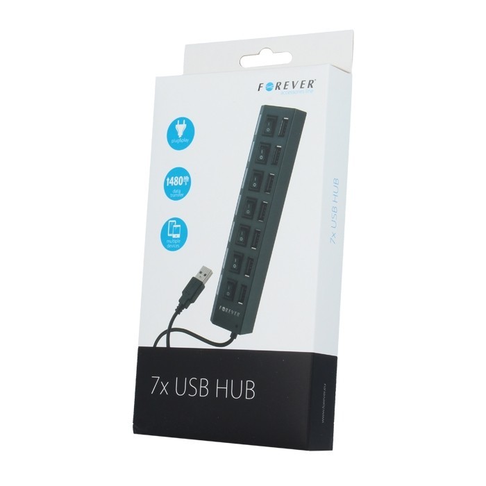 HUB USB x7 (Negru) Forever HUB USB x7 (Negru) Forever