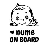 Sticker auto , zBaby On Board, personalizat , baietel + numele micutului