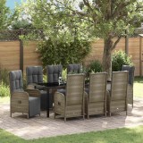 Cumpara ieftin Set de masă pentru grădină cu pernă 9 pcs Gri Rattan poli