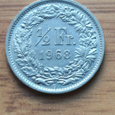 Moneda Elvetia 1/2 Franc 1968