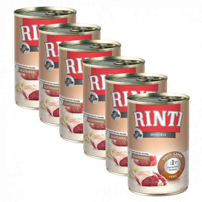 RINTI SENSIBLE Conservă de miel + orez 6 x 400 g