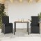 Gossi set bistro cu perne, 3 piese, negru, poliratan