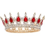 Diadema, Cyrax, din Aliaj, cu Cristale, Accesoriu Par, Aniversare, Nunta, Petrecere, 15 x 5.3 x 12.5 cm, Rosu/Alb