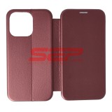 Husa Flip Cover iPhone 13 Pro, Protectie 360, Piele Ecologica, Tip Carte, Culoare Wine
