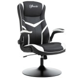 Vinsetto Fotoliu Gaming Ergonomic de Birou cu &Icirc;nălțime Ajustabilă Cotiere Pliabile Negru și Alb | Aosom Romania